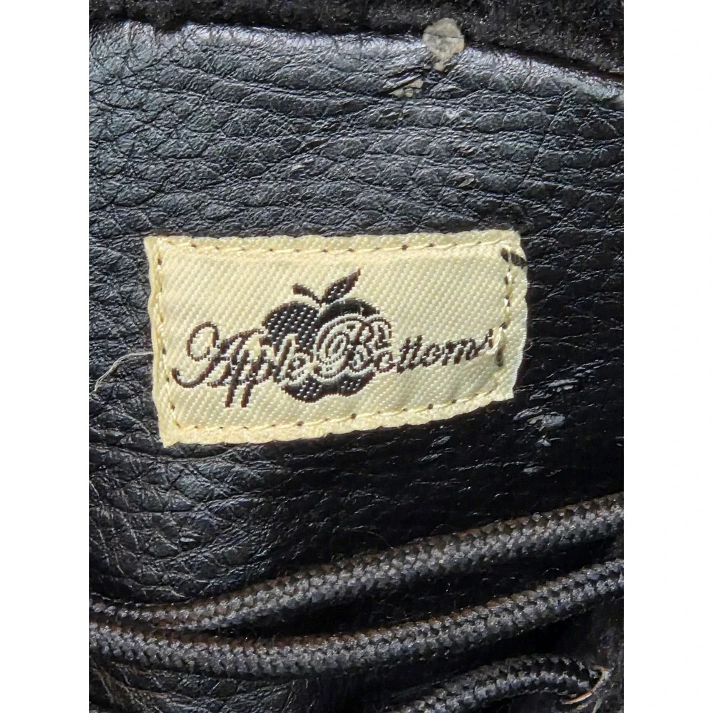 Apple Bottoms Womens Black Leather Faux Fur Lined Winter Boot Rhinestone Size 11